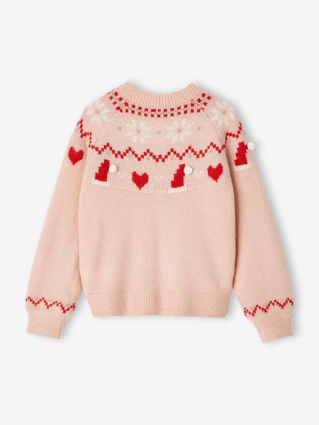 Gilet jacquard Noël fille détails brillants rose poudré - vertbaudet enfant 