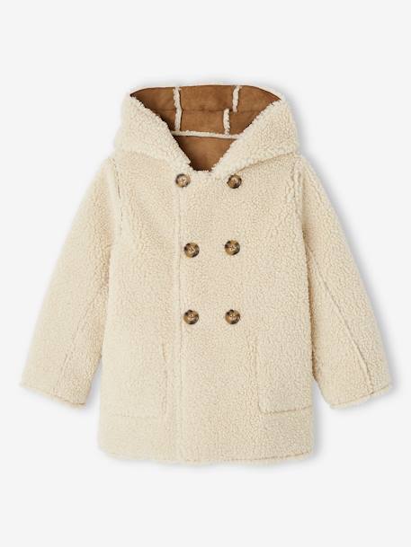 Shearling-Type Coat with Hood for Girls brown - vertbaudet enfant 