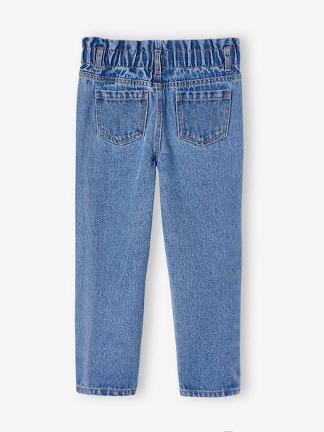 Jean fille paperbag poches coeur bleu moyen+denim brut+denim gris - vertbaudet enfant 