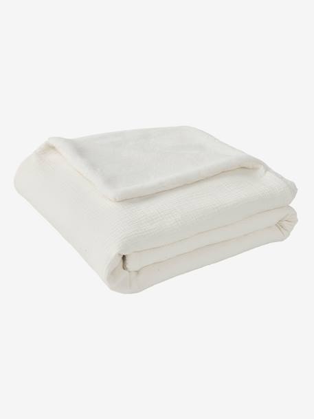 Plaid bi-matière beige - vertbaudet enfant 