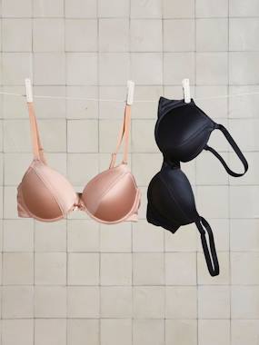 Pack of 2 Bras in Satiny Microfibre, Maternity & Nursing Special - vertbaudet enfant Maternity-Pack of 2 Bras in Satiny Microfibre, Maternity & Nursing Special
