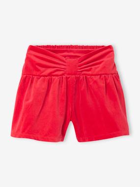 -Short fille en velours lisse effet noeud devant 