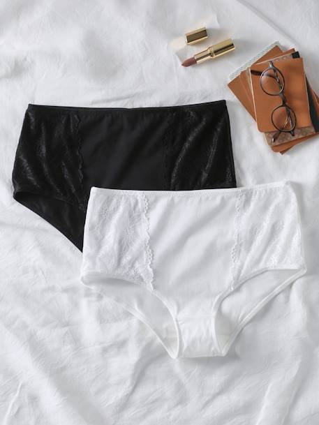 Lot de 2 culottes taille haute avec dentelle grossesse noir - vertbaudet enfant 