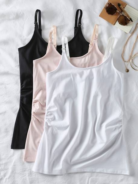 Lot de 3 débardeurs grossesse et allaitement blanc+kaki - vertbaudet enfant 