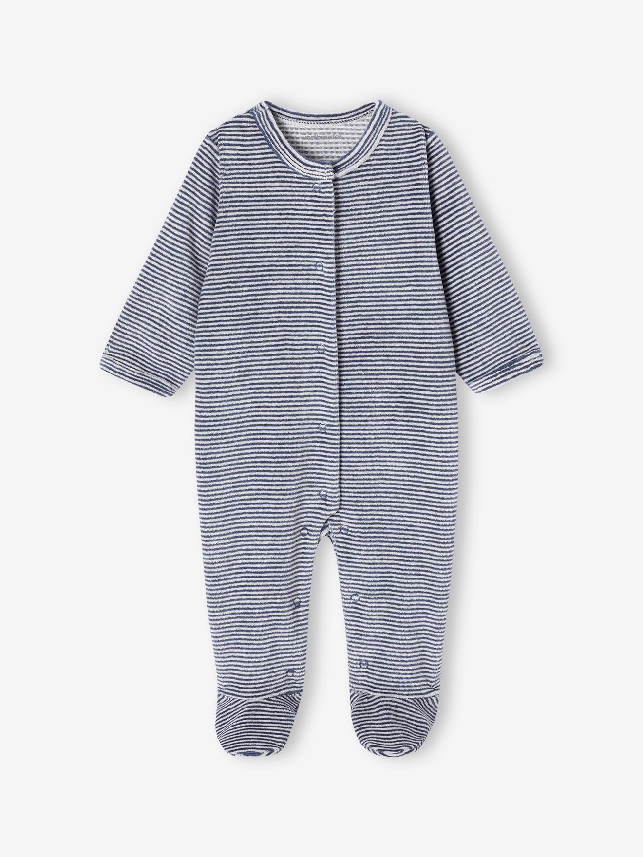 Lot De 3 Pyjamas Bébé Garçon En Velours - Thème Marin - Taille 6 Mois (67 Cm) - Bleu Nuit - 12