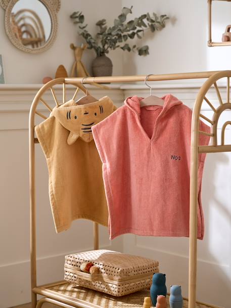 Poncho de bain bébé avec coton recyclé personnalisable Animal abricot+beige+ocre+olive+rose pâle - vertbaudet enfant 