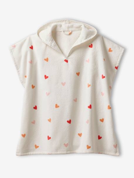Hearts Bath Poncho with Recycled Cotton for Children printed white - vertbaudet enfant 