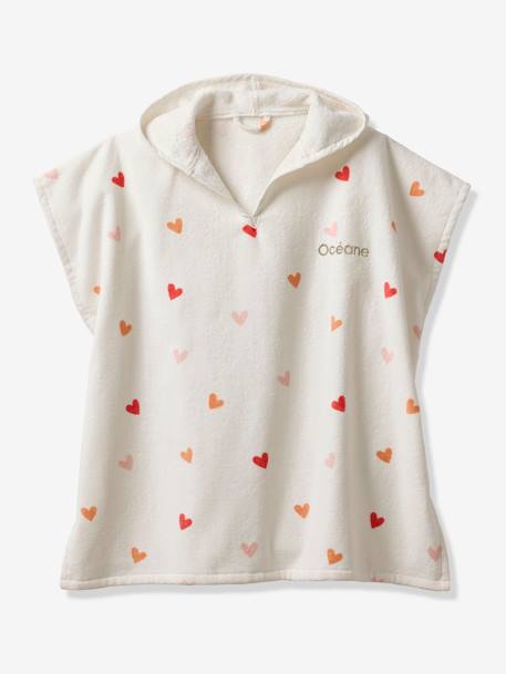 Hearts Bath Poncho with Recycled Cotton for Children printed white - vertbaudet enfant 
