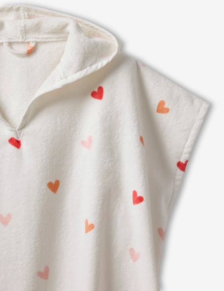 Hearts Bath Poncho with Recycled Cotton for Children printed white - vertbaudet enfant 
