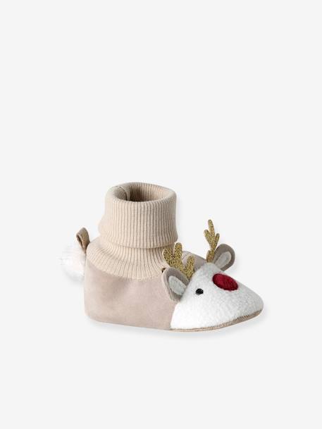 Chaussons de Noël Rennes beige - vertbaudet enfant 