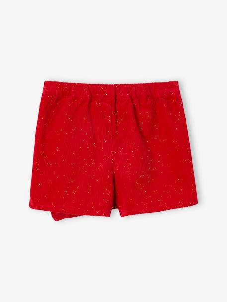Jupe-short fille en velours effet portefeuille bleu canard+rouge+vert anglais+vieux rose - vertbaudet enfant 