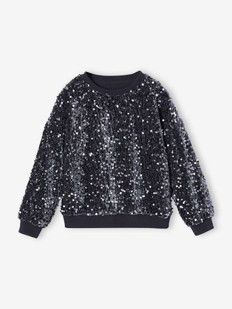 Sweat à sequin Noël fille anthracite - vertbaudet enfant 