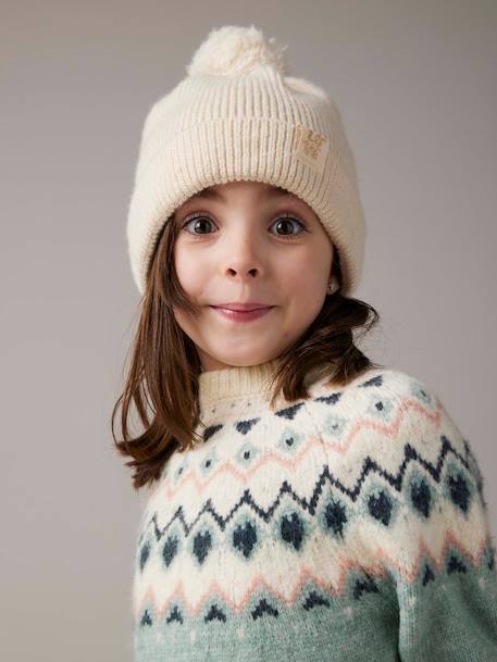 Jacquard Knit Dress for Girls grey green+rosy - vertbaudet enfant 