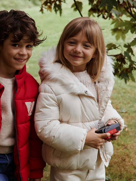 Jacket with Magic Motifs, Sherpa Lining, for Girls vanilla - vertbaudet enfant 