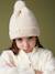 Ensemble fille en maille côtelée bonnet + écharpe + moufles/mitaines beige chiné+vieux rose - vertbaudet enfant 