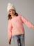 Polo Neck Jumper in Fuzzy Knit with Maxi Motifs for Girls grey green+rose - vertbaudet enfant 