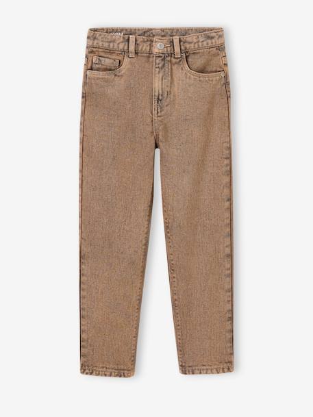 Jean Mom surteint fille cappuccino - vertbaudet enfant 