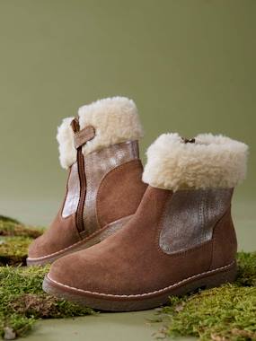 -Boots enfant fille cuir fourrées et zippées