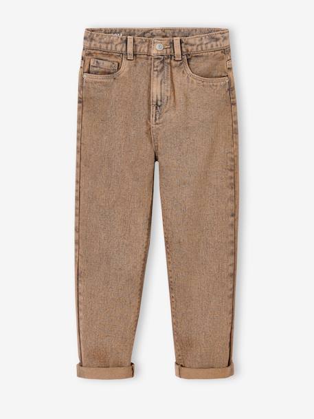 Jean Mom surteint fille cappuccino - vertbaudet enfant 