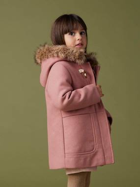 Fille-Duffle-coat à capuche fille drap de laine