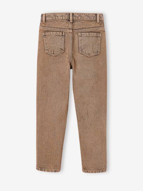 Jean Mom surteint fille cappuccino - vertbaudet enfant 