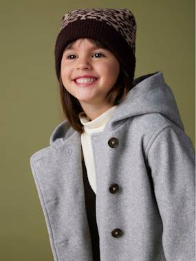 Girls-Coats & Jackets- Hooded Jacket in Flannel-Effect Woollen Fabric, for Girls