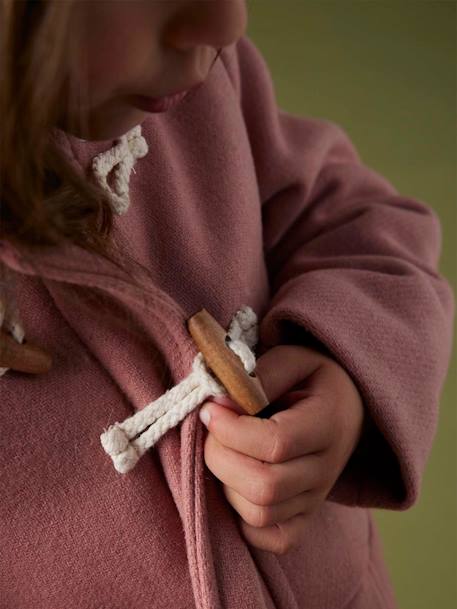 Duffle-coat à capuche fille drap de laine blush+camel+vert de gris - vertbaudet enfant 