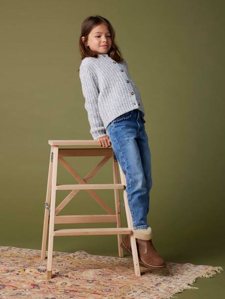 Jean fille droit MorphologiK tour de hanches Medium bleu foncé+stone - vertbaudet enfant 