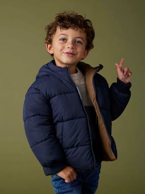 Parka à capuche réversible garçon - vertbaudet enfant