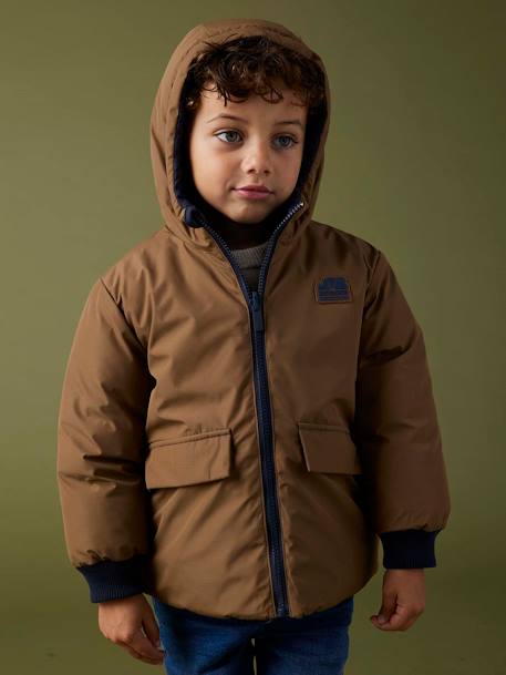 Parka à capuche réversible garçon bronze - vertbaudet enfant 