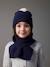Beanie with Pompom + Scarf Set in Soft Knit for Girls navy blue - vertbaudet enfant 