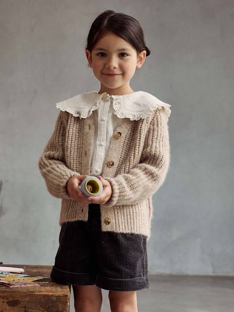 Knitted Cardigan camel+olive - vertbaudet enfant 