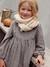 Ensemble fille en maille côtelée bonnet + écharpe + moufles/mitaines beige chiné+vieux rose - vertbaudet enfant 
