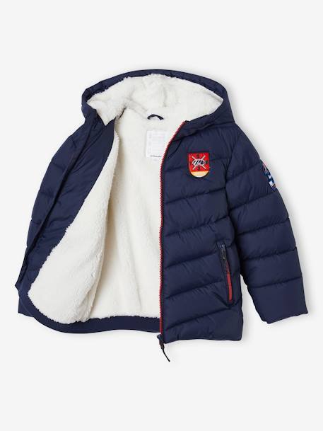 Hooded Ski Jacket, Sherpa Lining, for Boys navy blue - vertbaudet enfant 