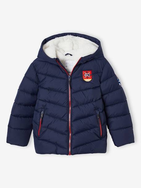 Doudoune garçon à capuche doublée sherpa spécial ski marine - vertbaudet enfant 