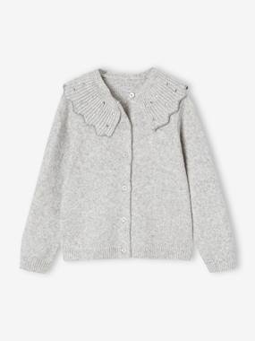 Fille-Pull, gilet, sweat-Gilet-Gilet fille col à strass 