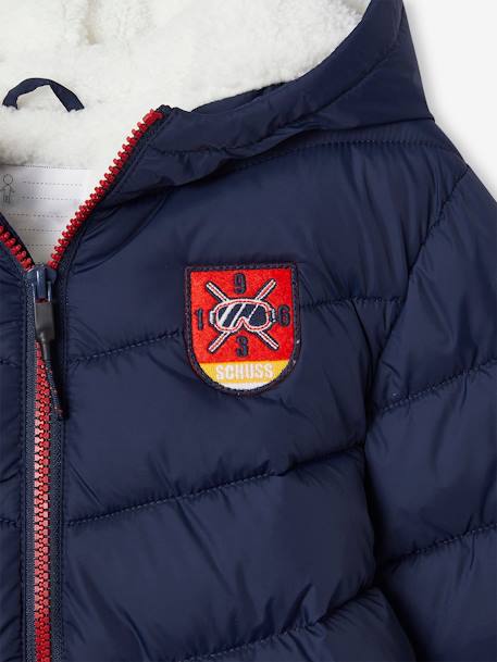 Doudoune garçon à capuche doublée sherpa spécial ski marine - vertbaudet enfant 