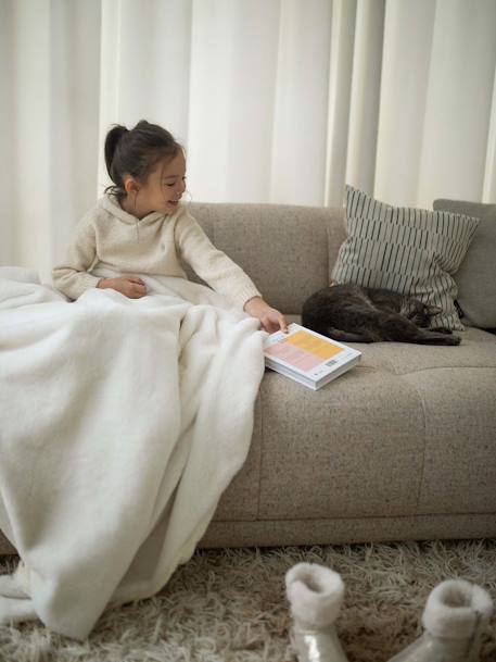 Plaid bi-matière beige - vertbaudet enfant 