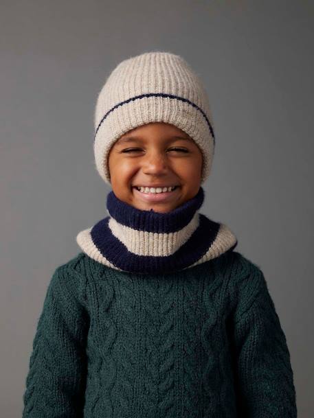 Cool Kids Beanie + Snood + Gloves Set for Boys grey blue - vertbaudet enfant 