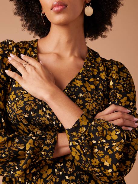 Floral Printed Blouse with Iridescent Details for Maternity, by ENVIE DE FRAISE anthracite - vertbaudet enfant 