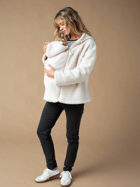 Progressive Zipped Sherpa Jacket with Baby Protector by ENVIE DE FRAISE black+ecru - vertbaudet enfant 