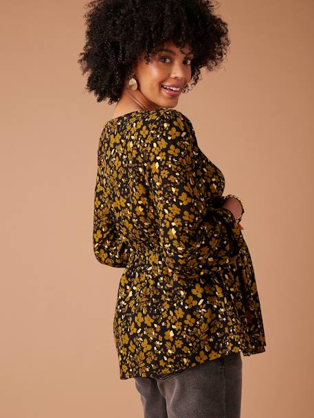 Floral Printed Blouse with Iridescent Details for Maternity, by ENVIE DE FRAISE anthracite - vertbaudet enfant 
