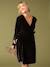 Crossover-Effect Dress in Velour for Maternity, ENVIE DE FRAISE black - vertbaudet enfant 