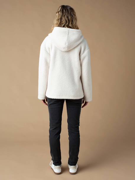 Progressive Zipped Sherpa Jacket with Baby Protector by ENVIE DE FRAISE black+ecru - vertbaudet enfant 