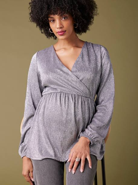 Tee-shirt blouse de fête grossesse argent - vertbaudet enfant 