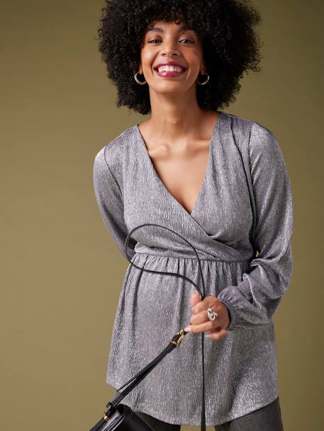 Tee-shirt blouse de fête grossesse argent - vertbaudet enfant 