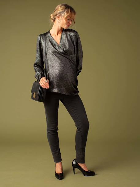 Crossover Blouse for Maternity, Iridescent Effect, ENVIE DE FRAISE black - vertbaudet enfant 