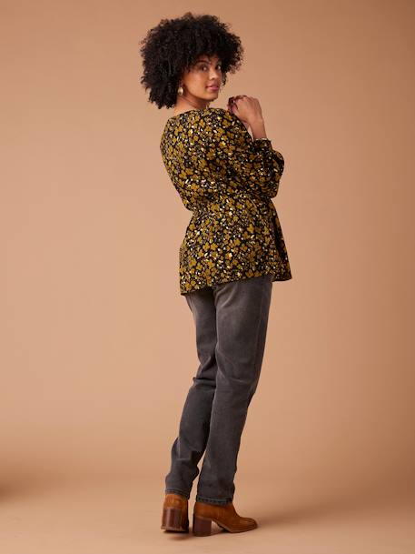 Floral Printed Blouse with Iridescent Details for Maternity, by ENVIE DE FRAISE anthracite - vertbaudet enfant 