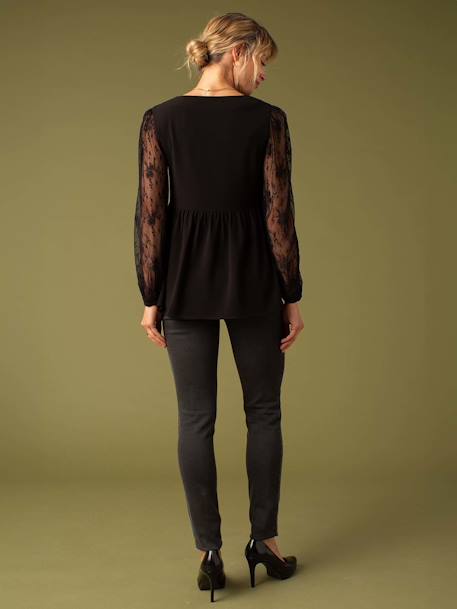 Blouse de grossesse en crêpe et dentelle noir - vertbaudet enfant 