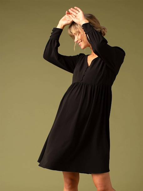 Robe de grossesse en crêpe dos en dentelle noir - vertbaudet enfant 